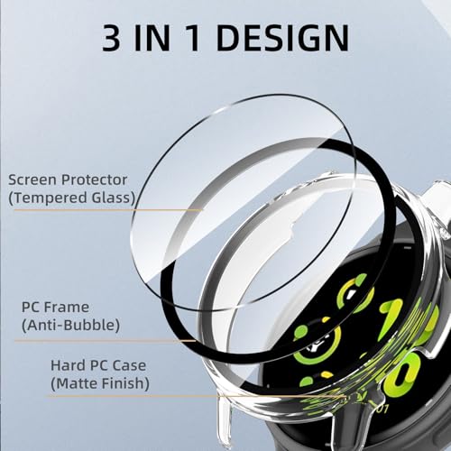 Image of Case Compatible with Garmin Vivoactive 5, Hard PC Case with Tempered Glass Screen Protector, All-Round Protection, Scratch-Resistant and Shock-Absorbing Protective Case for Garmin Vivoactive 5