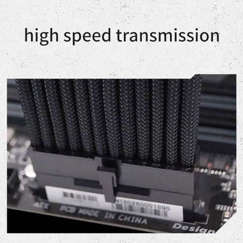 Juego de extensión de cable con funda para fuente de alimentación de PC, 35 cm, 24 pines, PCIE de 8 pines, CPU de 4 + 4 pines con juego de peines de cable, color negro - imagen 6