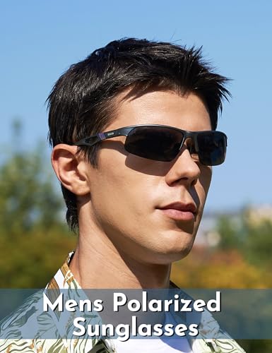 Image of BIRCEN Polarized Anti-Glare Sunglasses for Men: Lightweight Metal Wrap around Sun Glasses UV Protection for Driving Fishing