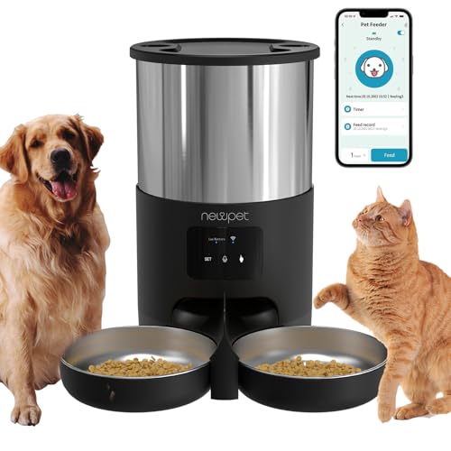 5L Alimentador Automatico Pet, Tuya WiFi Alimentador Automatico Gatos, Fácil de Programar Pequenos A