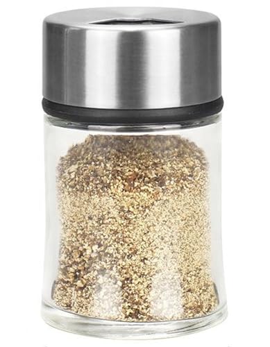 Stainless Steel Salt and Pepper Shaker with Adjustable Sprinkler Lid, Precision-Crafted Glass Salt Dispenser for Kosher Salt, Pepper, Kitchen Spices, Herbs, Coffee, Protein Powder and Baking