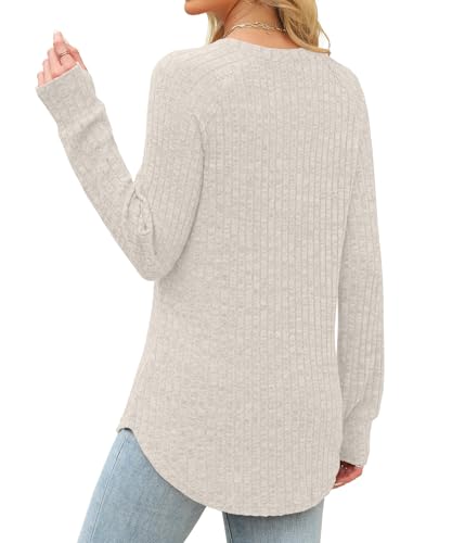 JomeDesign Womens Sweaters Long Sleeve Shirts Crewneck Sweatshirts Loose Casual Tunic Tops with Thumb Holes3