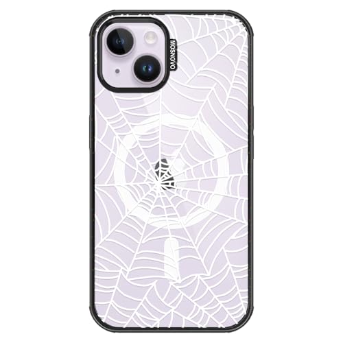 MOSNOVO for iPhone 13/14 Case for MagSafe, Spider Web, Black