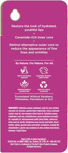Image of Burt's Bees Renewing Lip Treatment, With Naturally Derived Retinol Alternative and Ceramides, Lip Treatment With Responsibly Sourced Beeswax, Tint-Free, Anti-Aging, 0.16 oz.