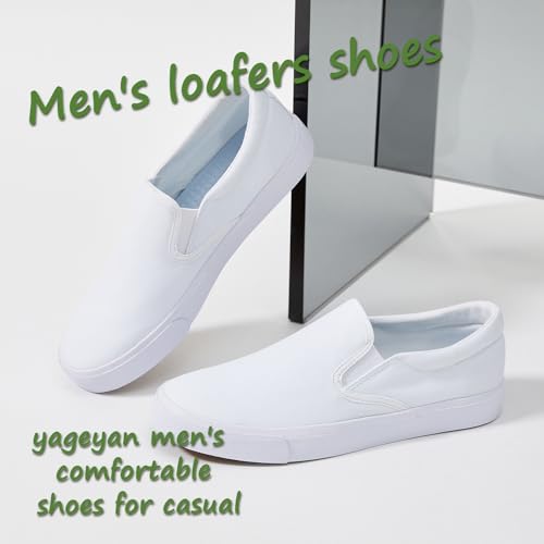 Image of yageyan Mens Slip on Sneakers Loafers Shoes Canvas Black Shoes Canvas Blue Casual Fashion Shoes