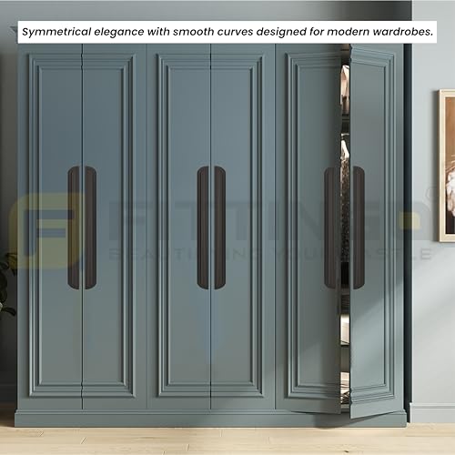 Image of VEZEL Aluminium Cabinet Handle /Wardrobe Handle - Modern Cabinet Pull Handles for Wardrobe, Drawer & Cabinets Furniture, Silk Black, 600mm - Pack of 2-| 3 Years Warranty |