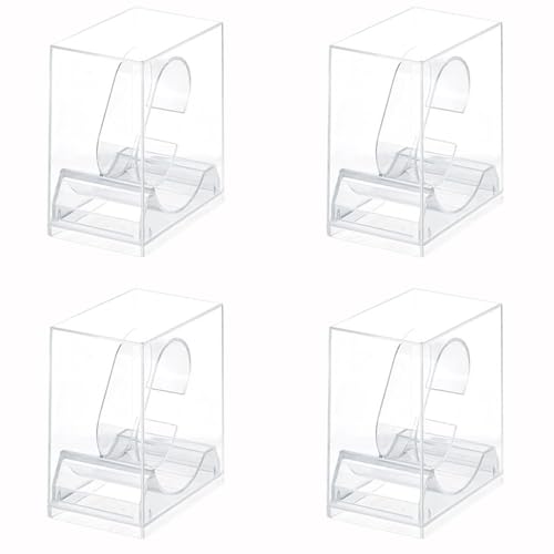 Lansls 4 suportes para relógios de acrílico, suporte transparente para relógios, suporte de exposição, suporte para pulseira, suporte de acrílico para relógios, para uso comercial e uso privado