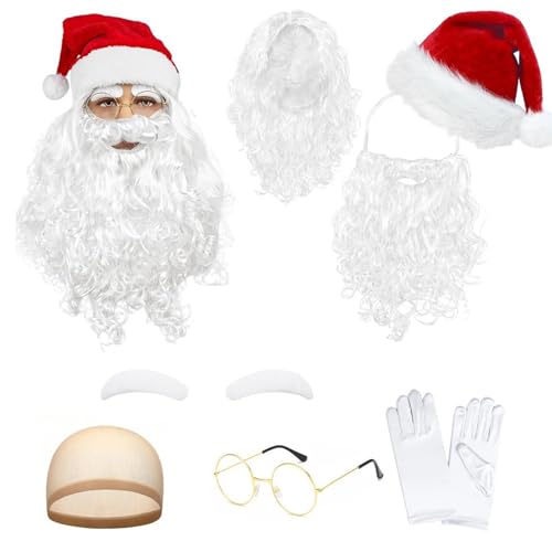 Costume de Père Noël haut de gamme ensemble 7 pièces complet avec accessoires