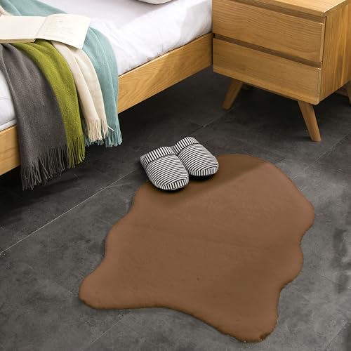 Teppich Wölkchen Alfombra de imitación de Piel - Sala de Estar, decoración de la Sala de Dormir - Alfombra de Piel Lavable como de Cama, cojín de Silla - Marrón, 55 x 80 cm