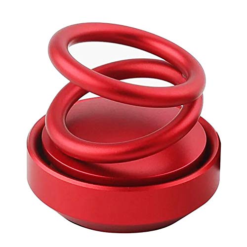Perfume Aromatherapy Diffuser Air Purifier Car Office Home Air Freshener Alloy Double Ring Suspension Rotation Design Ufo Douyin Same (Red) #TOP16