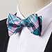 HISDERN Bow Ties for Men Self Tie Pink Aqua Bow Tie and Pocket Square Formal Tuxedo Wedding Bowties Handkerchief Set Business Wedding