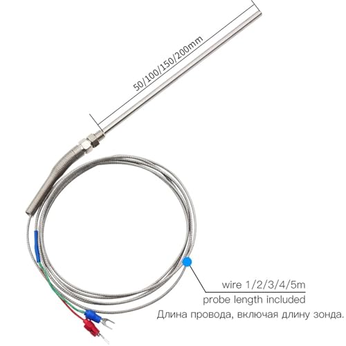 Sonda de temperatura tipo J con rosca M8 de compresión y cable de 1 metro 2