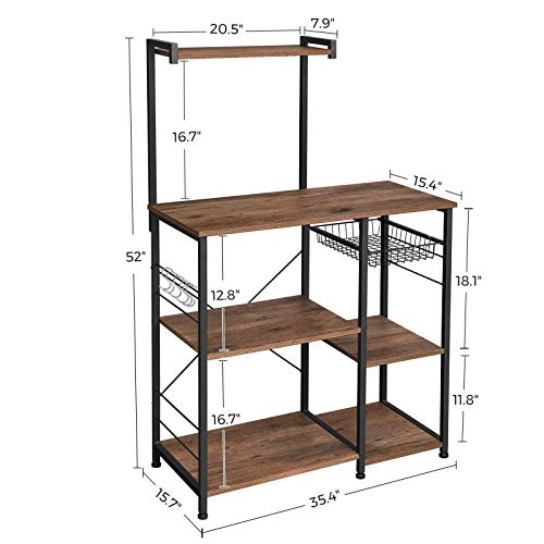 image for VASAGLE ALINRU Baker’s Rack with Shelves, Kitchen Shelf with Wire Ba