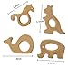 Hombae Wooden Teether Rings Natural Wood Teething Toys for Infant, Wooden Teether Animals for Toddler (Unicorn, Elephant, Whale, Kangaroo, 4Pack)