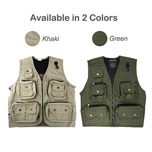 Forapid Safari Photo Vest Photography Travel Hiking Fishing Camping Hunting Journalist Director Video Vest -1 Hook Mesh Liner Foldable Back 15 Quick Access Pocket-Lenses Camera Phone Map Etc-Xl #TOP6