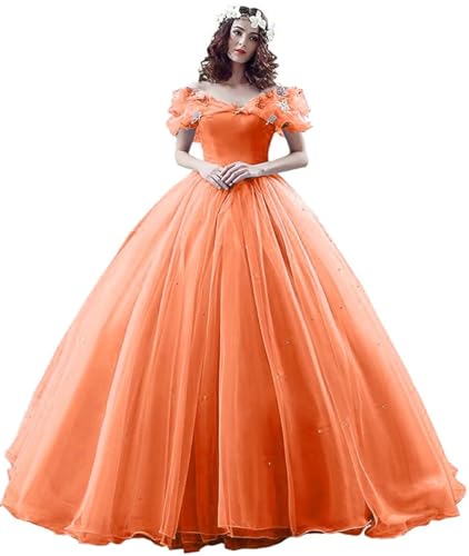 Kncpti Women's Off Shoulder Quinceanera Ball Gowns Masquerade Princess Long Prom Formal Evening Party Dress