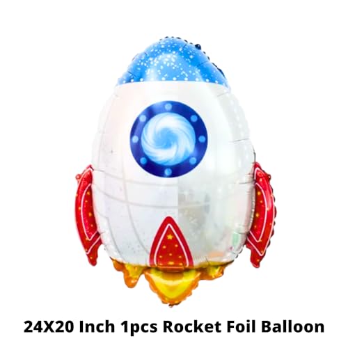 Image of Party Decorz Rocket Foil Balloon (24x20 Inch, 1pcs) for Space Birthday