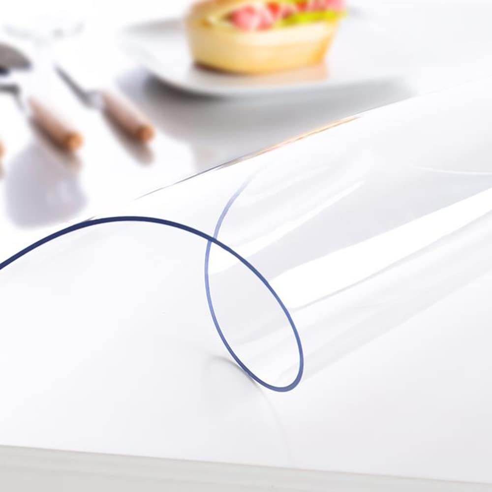 XUAN Tapis De Bureau Transparente Nappe Épaisse 1/1.5/2/3mm Film De Protection De Table Rectangulaire Tapis De Table En Plastique PVC Pour Table À Manger (Color : 1.5mm, Size : 90x180cm