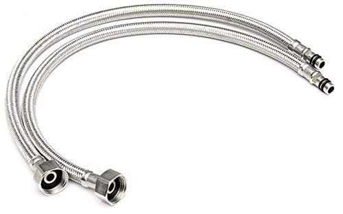 New Trend 2 Pair Stainless Steel Flexible 1/2 Inch 2ft Hot & Cold Water Supply Connection Pipe Tubes for Sink Faucet Mixer| Two Pair