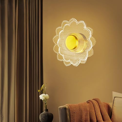 Image of Spiral Gride Glow 3-in-1 LED Wall Light | Modern Fancy Lights for Living Room, Bedroom Wall Decor, Home Decoration Items & Indoor Luxury Night Lamp (Golden Accent, Pack of 1)