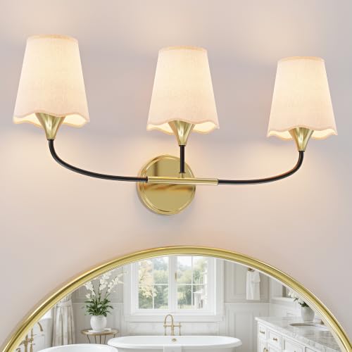 Morauroral Hardwired Wall Sconce, Black and Gold Bathroom Sconce Light