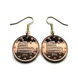 Italy 5 Euro Cent coin earrings Roman Colosseum Rome Flavian Amphitheatre gladiator Vespasian Titus Augustus Florence Milan Venice Napoli Turin Verona Pisa Siena Bologna Cinque Terre Bari e000121