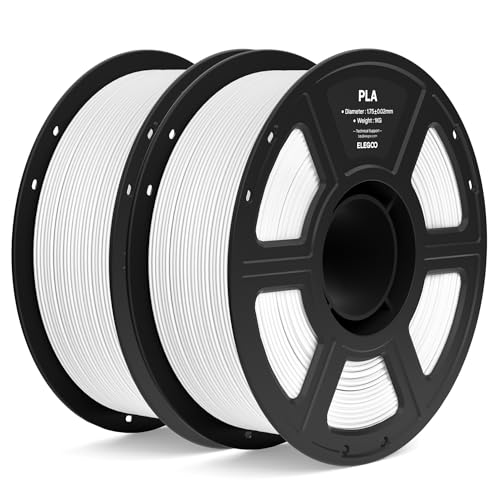 Image of ELEGOO PLA Filament 1.75mm White 2KG, 3D Printer Filament Dimensional Accuracy + /- 0.02mm, 2pcs 1kg Spool(2.2lbs) Fit Most FDM 3D Printers