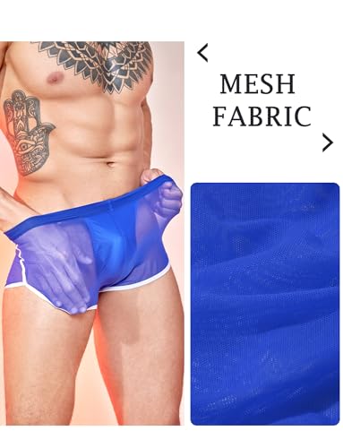 SEAUR Men's Sexy Jockstrap Underwear Bulge Pouch Mesh Underpants Low Rise See Through Trunks Short Leg Boxer Briefs4
