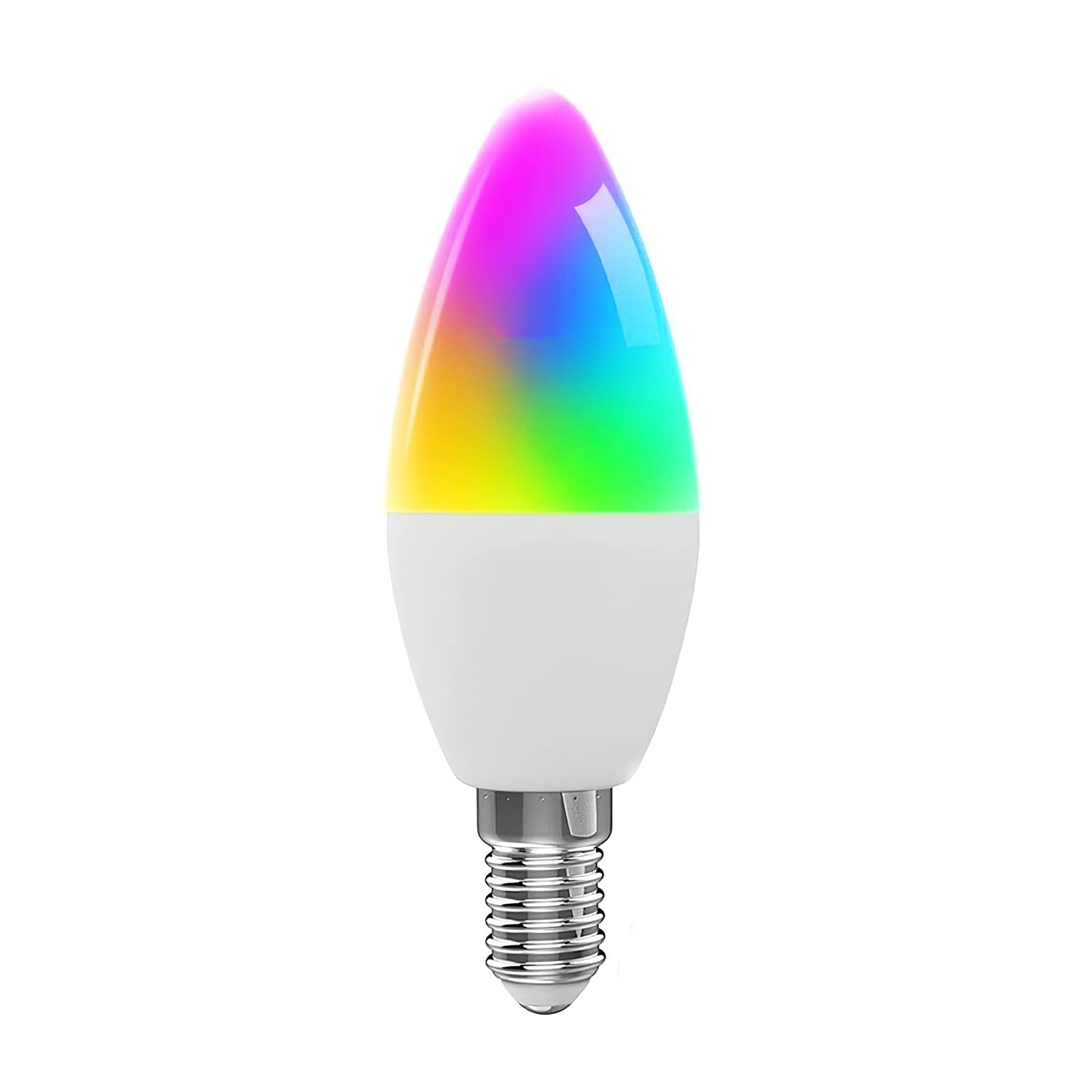 Smart Light Bulb WiFi LED E14 Candle Bulb, 16 Million Color Changing RGB+CW Light Dimmable Work With Alexa, Google Home By APP/Voice Control