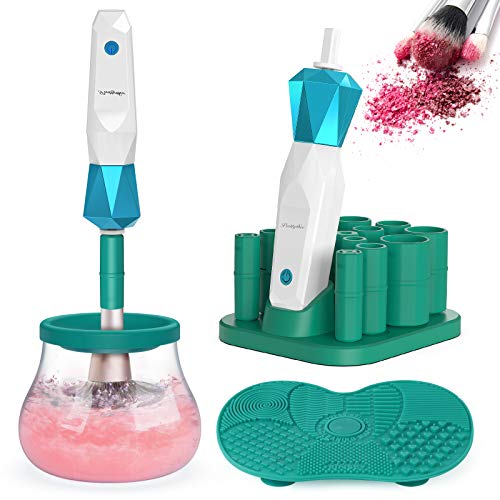 Electric Makeup Brush Cleaner Dryer, Super-Fast Automatic Brush Cleaner Spinner Makeup Brush Tools with 14 Size Rubber Collars, Wash and Dry in Seconds Fits Any Brush