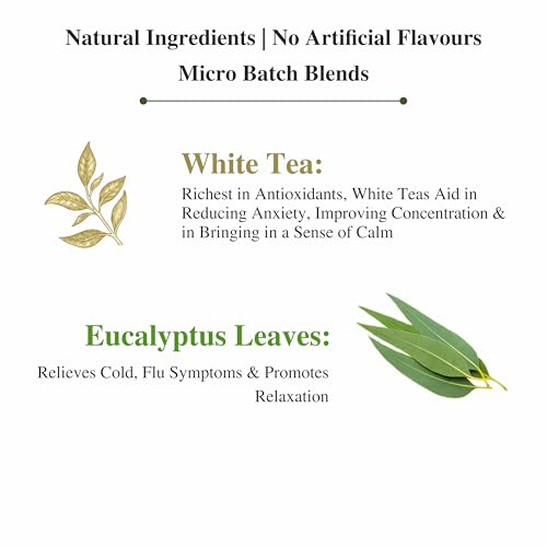 Image of Sancha Tea Boutique, Lemon Eucalyptus White Tea, 25g Loose Leaves | Calming & Detoxifying Silver Needle White Tea | Refreshing Citrus Aroma | Micro-Batch Blended