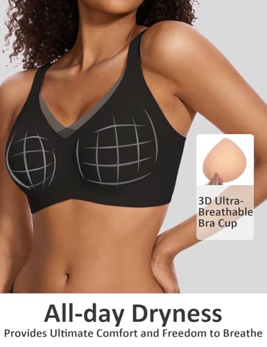 Image of Vinfact Womens V Lace Wireless Seamless Bras No Underwire Comfort Push Up Bras Supportive Full Coverage Bralettes T Shirt Bra