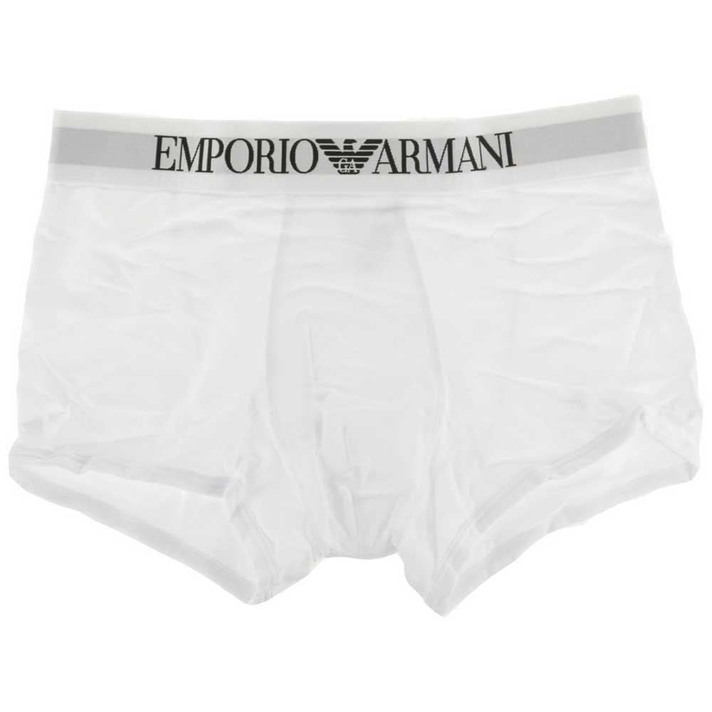 Emporio Armani Men's White-Weiß (Bianco 00010) Trunk Iconic Logo Band Boxer Briefs, White-Weiãÿ (Bianco 00010), L Uk