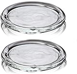 2 Pack Clear Transparent Candle Plate, Round Glass Candle Holder, 3'