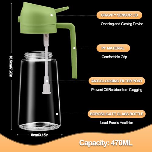 Image of 2 in 1 Oil Sprayer, Oil Sprayer for Kitchen Cooking, 470ml Oil Spray Bottle for Home