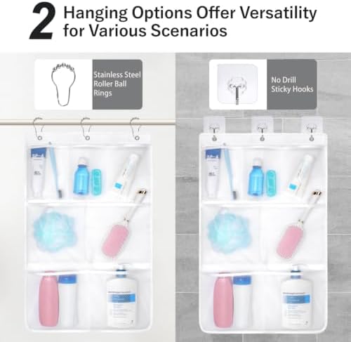 F-color 7-Pocket Mesh Shower Caddy - Hanging Shower Organizer for Cruise - 3