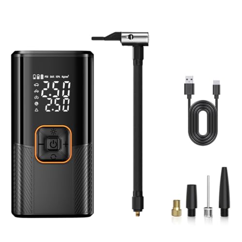 Compresor portátil para coche y bomba de aire inalámbrica USB C con luz LED