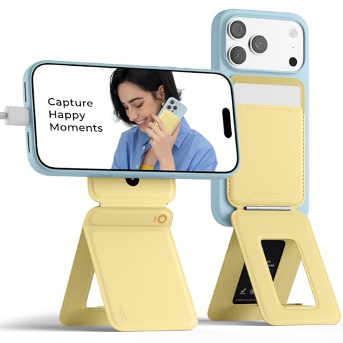 Image of MOFT Phone Tripod Wallet for iPhone, Mulit-Angles, Lightweight Phone Stand, MOVAS Vegan Leather Magnetic Wallet, Strong Magnets, NFC Card Holder,Travel Essential, Panna Cotta (with Card Slot)