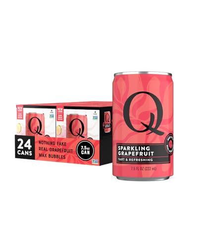Q SPARKLING GRAPEFRUIT with Real Grapefruits, Ideal for Cocktails & Mocktails- Made with Real Ingredients, Perfectly Carbonated, & Less Sweet - 100 Calories per Can - 7.5 Fl oz Cans (Pack of 24)