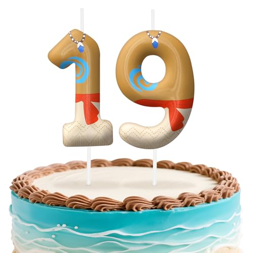 Image of Hawaii Number 19 Birthday Candles, Island Themed Cake Topper for Boys Girls Cake Decorations, Birthday Decorations Party Supplies, Number Candles for Party Decor