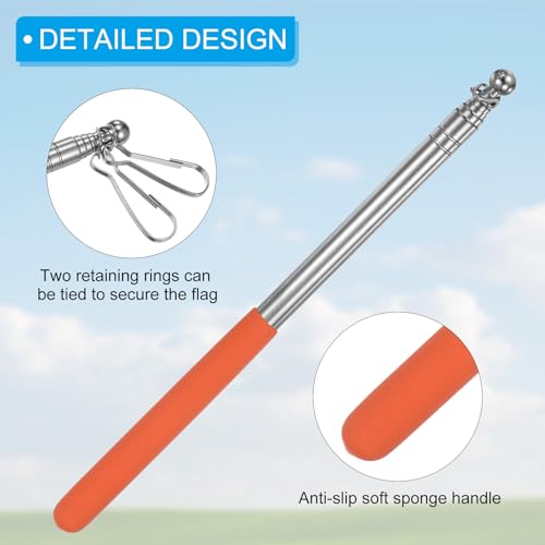 PATIKIL Mastros de bandeira telescópicos portáteis de 1,8 m, pacote com 4 mastros extensíveis de aço
