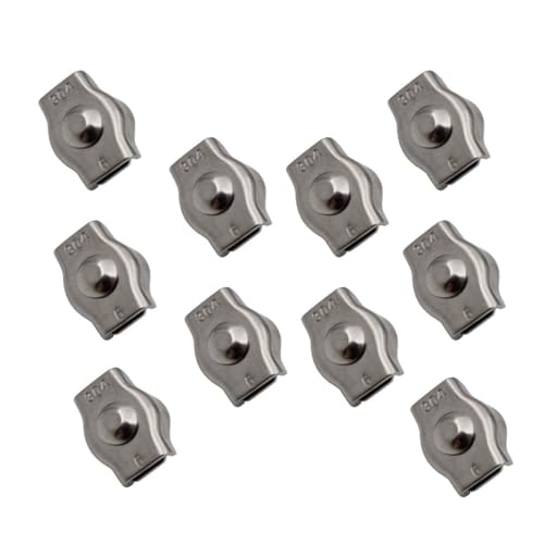 FUNOMOCYA 10pcs Steel Wire Tie Clamp Head Stainless Steel Wire Rope Clamp for 3mm-304