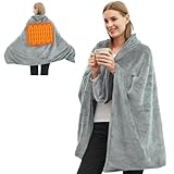 Keltne Portable USB Heated Blanket, Cordless Heated Throw Blanket 3 Heating Levels for Outdoor, Stadium, Car, Travel, Camping, Sports, 58'x 38'(Battery Not Included) Grey