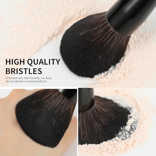 Docolor Makeup Brushes 15 Pieces Professional Makeup Brushes Set Premium Synthetic Hair Kabuki Face Blush Eyeshadow Eyeliner Foundation Powder Cosmetic Make Up Brushes Kit,Black Obsidian Series