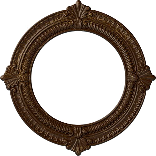 Ekena Millwork CM13BNRBC 13 1/8"OD X 8"ID X 5/8"P Benson Ceiling Medallion Fits Canopies Up to 8", Root Beer Crackle