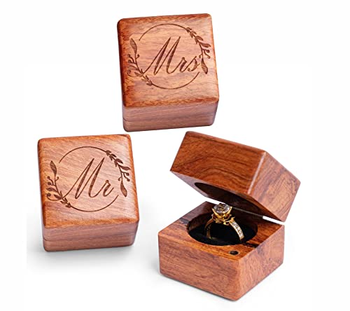 Mr and Mrs Ring Box – Handmade Wood Ring Box for Wedding day Ring...