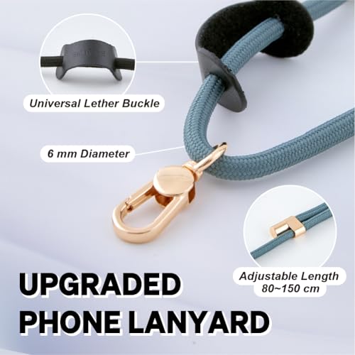 Image of Phone Lanyard Crossbody, Anti Theft Phone Strap with 2 Tether Tabs | With Leather Loop, Premium Metal Buckles, Adjustable Cell Phone Lanyard for Travel, Fits Most Smartphones, Teal