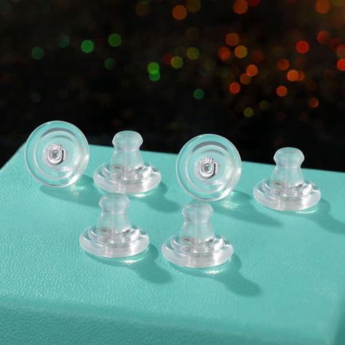12pcs Big Silicone Earring Backs Replacements, 18K Gold Plated Earring Backs Replacements for Studs Heavy Droopy Earrings Hypoallergenice No-Irritate Secure White