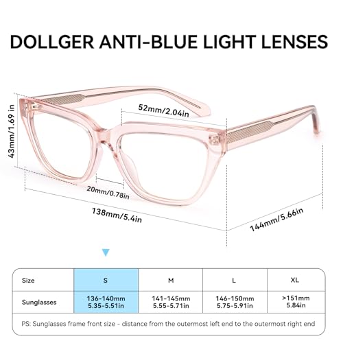 Image of Dollger Blue Light Blocking Glasses For Woman Men Rectangle Cat Eye Computer BlueLight Glasses Clear Lens Non-Prescription