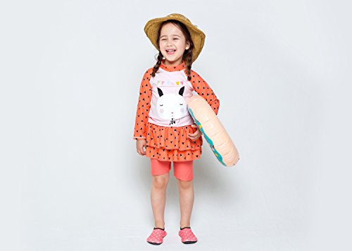 Image of VAENAIT BABY Girls Rash Guard Swimsuit UPF 50+ Long Sleeve Toddler Bathing Suit Ribbon Stawberry Floral Fruit for 2~8Years